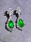 14K GOLD 9.37 CTW VIVID GREEN NATURAL EMERALD & DIAMOND EARRINGS