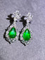 14K GOLD 9.37 CTW VIVID GREEN NATURAL EMERALD & DIAMOND EARRINGS