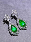 14K GOLD 9.37 CTW VIVID GREEN NATURAL EMERALD & DIAMOND EARRINGS