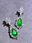 14K GOLD 9.37 CTW VIVID GREEN NATURAL EMERALD & DIAMOND EARRINGS