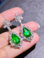 14K GOLD 9.37 CTW VIVID GREEN NATURAL EMERALD & DIAMOND EARRINGS