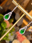 14K GOLD 3.39 CTW MUZO GREEN NATURAL EMERALD & DIAMOND EARRINGS