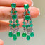 14K GOLD 13.80 CT NATURAL EMERALD & DIAMOND EARRINGS
