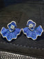 14K White Gold 0.6 CT Natural Sapphire & Diamond Earrings