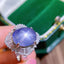 14K GOLD 14.88 CTW NATURAL STAR SAPPHIRE & DIAMOND RING