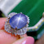 14K GOLD 14.88 CTW NATURAL STAR SAPPHIRE & DIAMOND RING