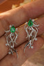 14K GOLD 1.04 CTW VIVID GREEN NATURAL EMERALD & DIAMOND EARRINGS