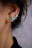 14K GOLD 1.04 CTW VIVID GREEN NATURAL EMERALD & DIAMOND EARRINGS