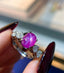 14K GOLD 4.27 CTW NATURAL STAR RUBY & DIAMOND RING