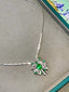 14K GOLD 6.30 CTW VIVID GREEN NATURAL EMERALD & DIAMOND NECKLACE