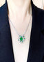 14K GOLD 6.30 CTW VIVID GREEN NATURAL EMERALD & DIAMOND NECKLACE