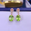 14K GOLD 4.00 CTW PERIDOT & DIAMOND EARRINGS