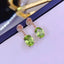 14K GOLD 4.00 CTW PERIDOT & DIAMOND EARRINGS