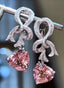 14K GOLD 12 CT NATURAL MORGANITE WITH 1.3 CT DIAMOND EARRINGS