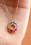 14K WHITE GOLD NATURAL COLORFUL SAPPHIRE & DIAMOND NECKLACE