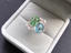 14K GOLD 6.08 CTW NATURAL AQUAMARINE & TOURMALINE & DIAMOND RING