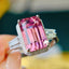 PLATINUM 4.16 CTW NATURAL PINK TOURMALINE & DIAMOND RING