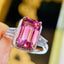 PLATINUM 4.16 CTW NATURAL PINK TOURMALINE & DIAMOND RING
