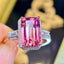 PLATINUM 4.16 CTW NATURAL PINK TOURMALINE & DIAMOND RING