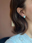 14K GOLD 2 CTW NATURAL OPAL & AQUAMARINE EARRINGS