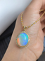 14k Gold 10.25 Ctw Natural Opal & Diamond Pendant( Without Chain )