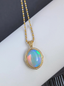 14k Gold 10.25 Ctw Natural Opal & Diamond Pendant( Without Chain )