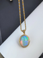14k Gold 10.25 Ctw Natural Opal & Diamond Pendant( Without Chain )