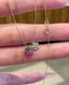 14K Gold Natural Ruby & Tsavorite & White And Yellow Sapphire Strawberry & Flower Necklace