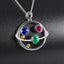 14k Gold 1.00 Ctw Natural Ruby & Emerald & Sapphire & Diamond Pendant( Without Chain )