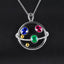 14k Gold 1.00 Ctw Natural Ruby & Emerald & Sapphire & Diamond Pendant( Without Chain )