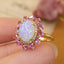 14k Gold 0.80 Ctw Natural Opal & Diamond Ring