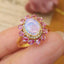 14k Gold 0.80 Ctw Natural Opal & Diamond Ring