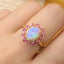 14k Gold 0.80 Ctw Natural Opal & Diamond Ring