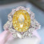 14K GOLD 1.6 CT NATURAL YELLOW DIAMOND & DIAMOND RING