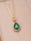 14K GOLD 0.8 CT VIVID GREEN NATURAL EMERALD & DIAMOND PENDANT