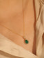 14K GOLD 0.8 CT VIVID GREEN NATURAL EMERALD & DIAMOND PENDANT