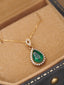 14K GOLD 0.8 CT VIVID GREEN NATURAL EMERALD & DIAMOND PENDANT