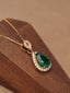 14K GOLD 0.8 CT VIVID GREEN NATURAL EMERALD & DIAMOND PENDANT