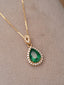 14K GOLD 0.8 CT VIVID GREEN NATURAL EMERALD & DIAMOND PENDANT