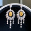 14K GOLD 4.25 CTW NATURAL YELLOW DIAMOND & DIAMOND EARRINGS