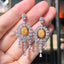 14K GOLD 4.25 CTW NATURAL YELLOW DIAMOND & DIAMOND EARRINGS