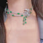 14K GOLD 14.05 CT VIVID GREEN NATURAL EMERALD & DIAMOND NECKLACE