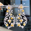 14K GOLD 3.89 CTW NATURAL YELLOW DIAMOND & DIAMOND EARRINGS