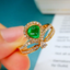 14K GOLD 1.29 CTW VIVID GREEN NATURAL EMERALD & DIAMOND RING