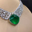 High-end 14K GOLD 120.1 CTW MUZO GREEN NATURAL EMERALD & DIAMOND NECKLACE ( Video)