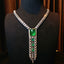 High-end 14K GOLD 38.11 CTW MUZO GREEN NATURAL EMERALD & DIAMOND NECKLACE (Video)