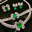 High-end 14K GOLD 44.12 CTW VIVID GREEN NATURAL EMERALD & DIAMOND JEWELRY SET (Video)