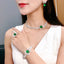 High-end 14K GOLD 44.12 CTW VIVID GREEN NATURAL EMERALD & DIAMOND JEWELRY SET (Video)