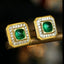 14K GOLD 1.52 CTW VIVID GREEN NATURAL EMERALD & DIAMOND EARRINGS