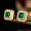 14K GOLD 1.52 CTW VIVID GREEN NATURAL EMERALD & DIAMOND EARRINGS